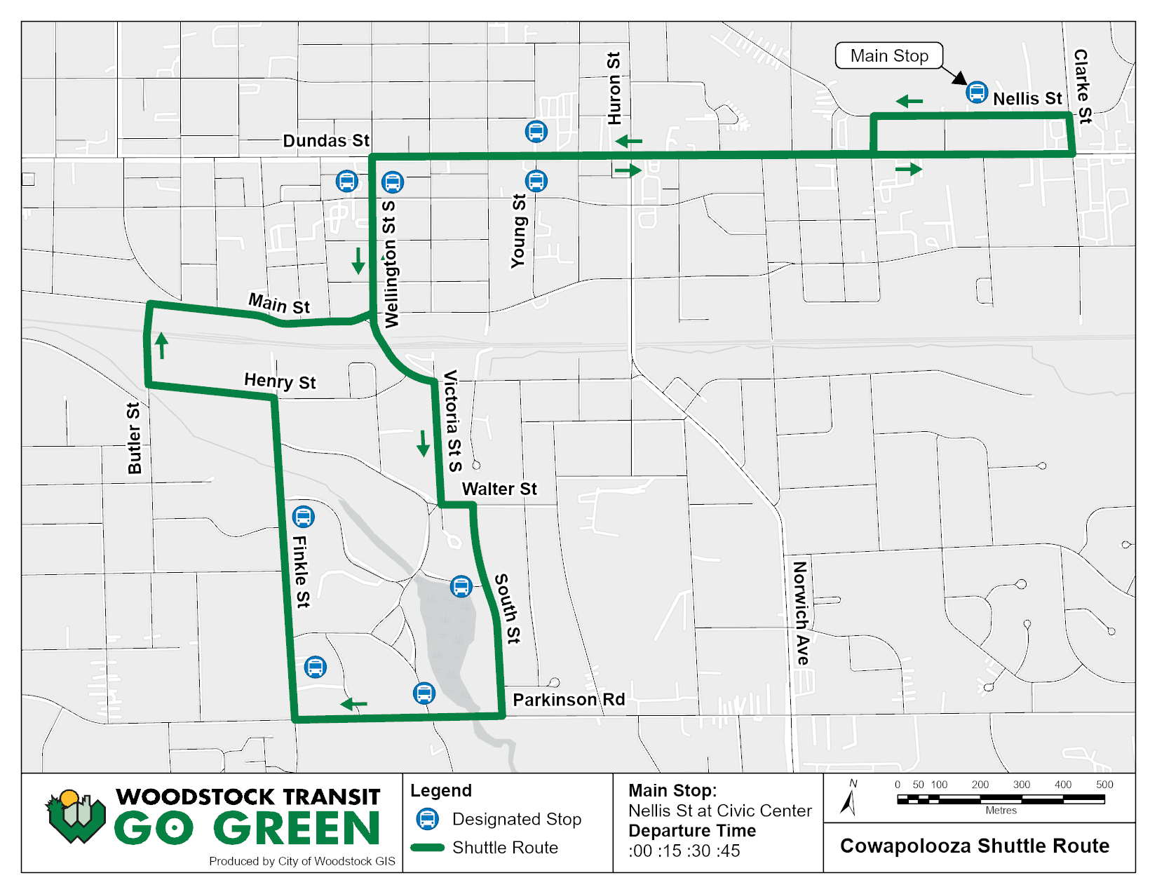 Cowapolooza Shuttle Bus Map