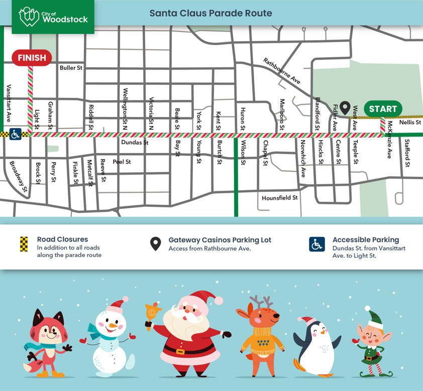 map of santa claus parade route
